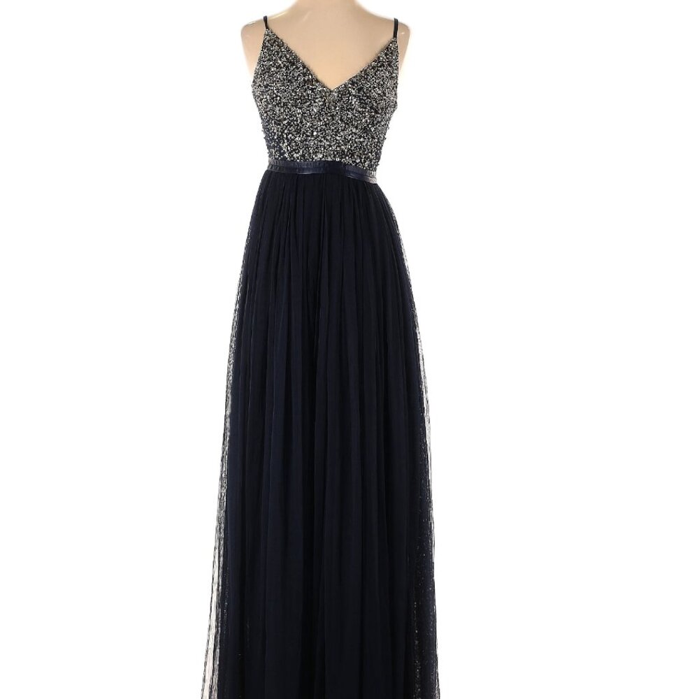 Bhldn Emerald Avery Beaded Tulle Gown - Midnight